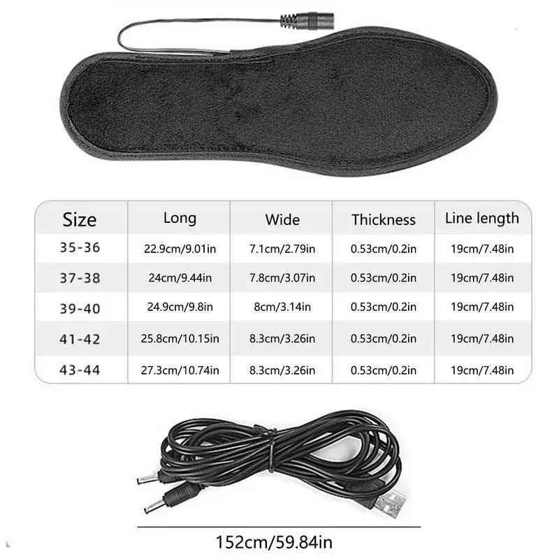 Electric Heating Insole Heated Shoe Inserts Heating Pad Electric Insole Cuttable Foot Warmers USB Heated Shoe Insoles