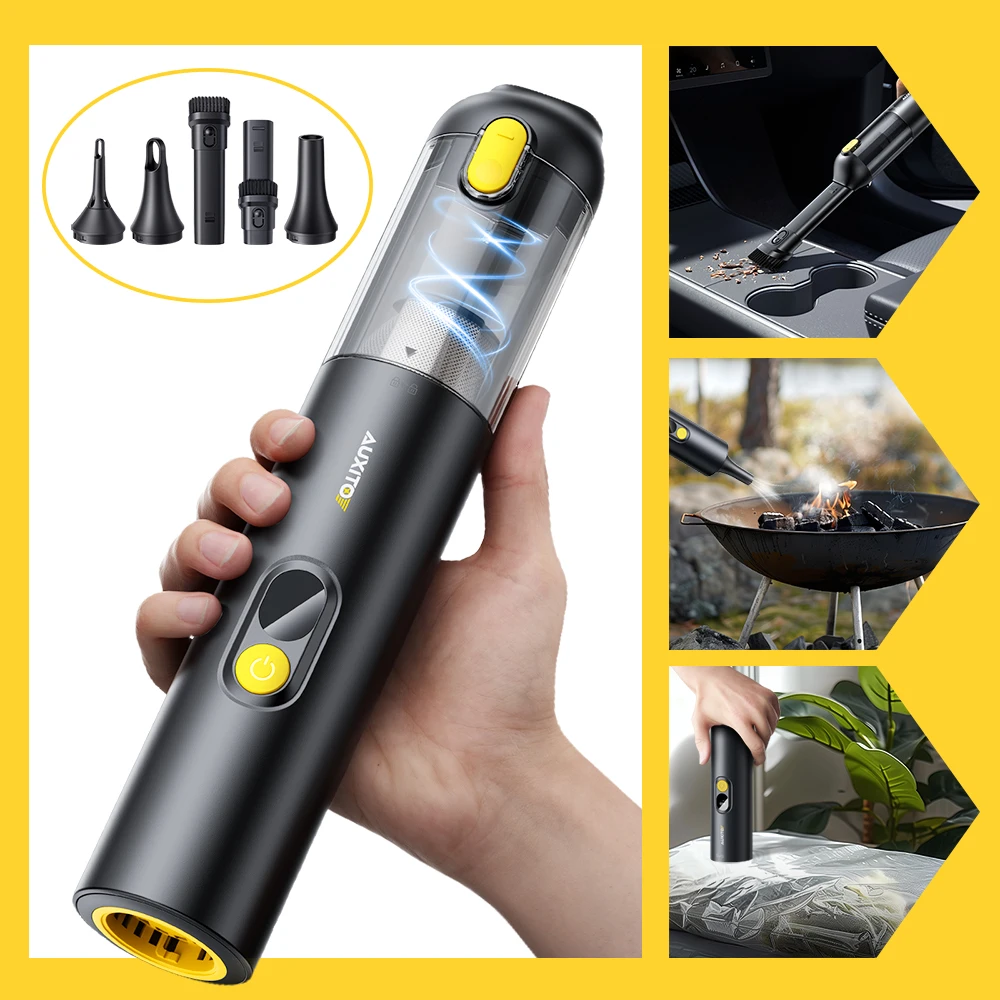 AUXITO 14000Pa Car Vacuum Cleaner High Power Cordless 4-in-1 Suction Nozzle Blowpipe Handheld Vacum Cleaner for Car Accessories