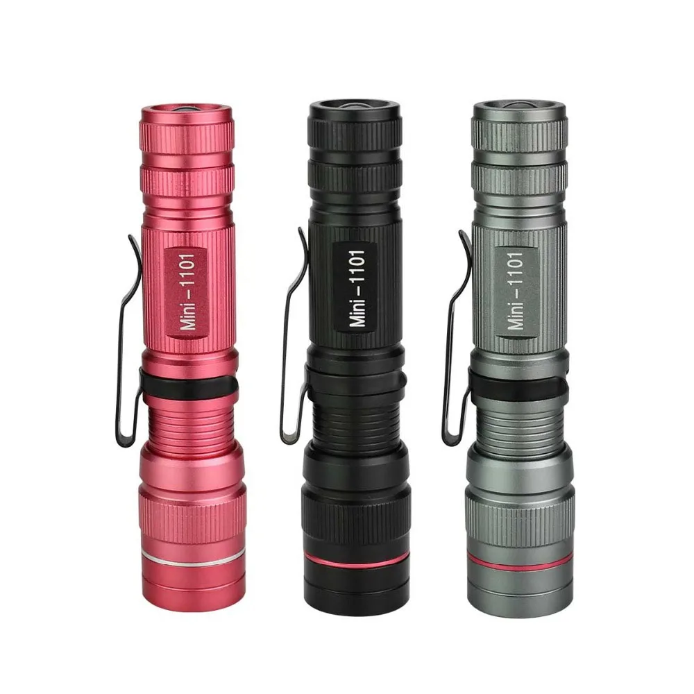 Led Flashlight Adjustable Q5 Lamp Torch 3 Modes Zoomable Waterproof Portable Mini Flash Light 3 Colors For Hiking Cycling