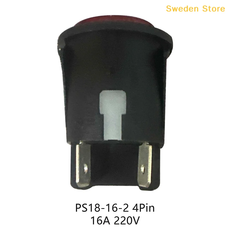 1pc 레드 푸시 버튼 스위치 라이트 4 핀 터치 전원 스위치 16A 250V 전기 라운드 로커 스위치 28*23.2mm PS18-16-2