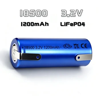 Batteria LiFePO4 18500 3.2V 1200mAh con terminali a saldare per torcia, altoparlante, spazzolino elettrico, regolabarba, auto telecomandata