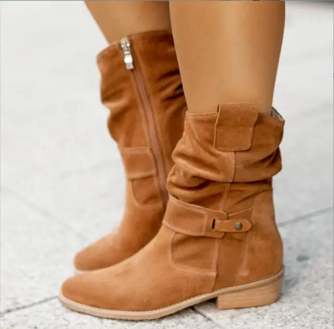 Autumn Women Winter Sexy Snow Boots Ladies Warm Fashion boots Mid Boot Comfortable Shoes Low with suede Casual Women Black Boots