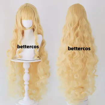 Parrucca Mashiro Rima Anime Cosplay 100 cm Lunghi Ricci dorati Parrucche Capelli sintetici resistenti al calore Parrucche di Halloween + Protezione parrucca gratuita