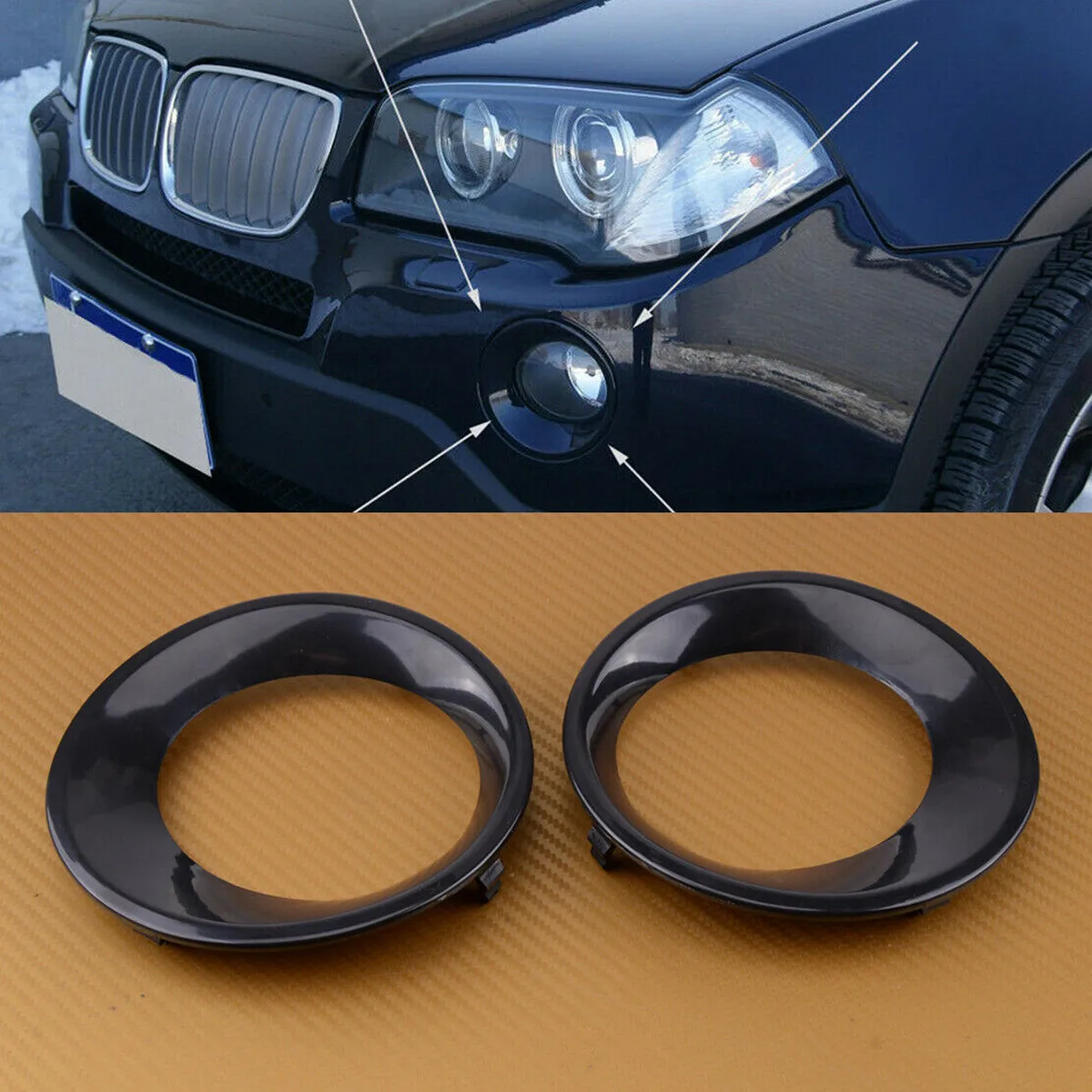 Front Fog Light Lamp Bezels Cover Trim Grill For BMW X3 E83 LCI 2007-2010 1 Pair 51113423790 51113423789