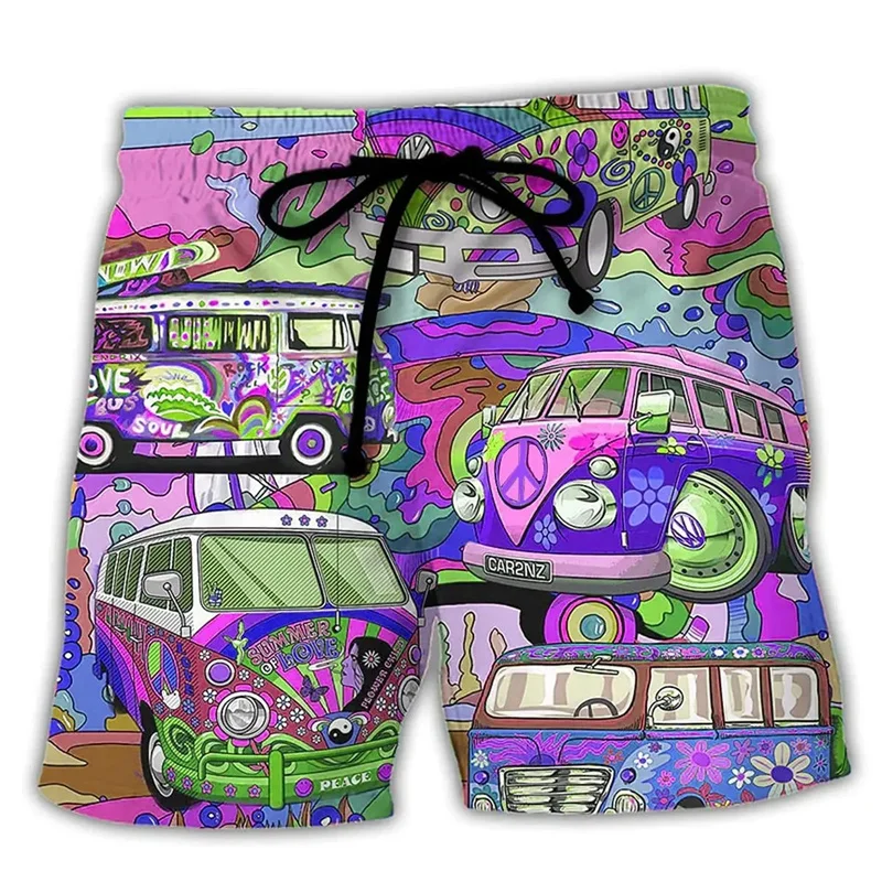Colorful Graffiti 3D Printed Surfing Board Shorts Cool Summer Street Hip Hop Swim Trunks For Men Kids Vacation Beach Shorts 3