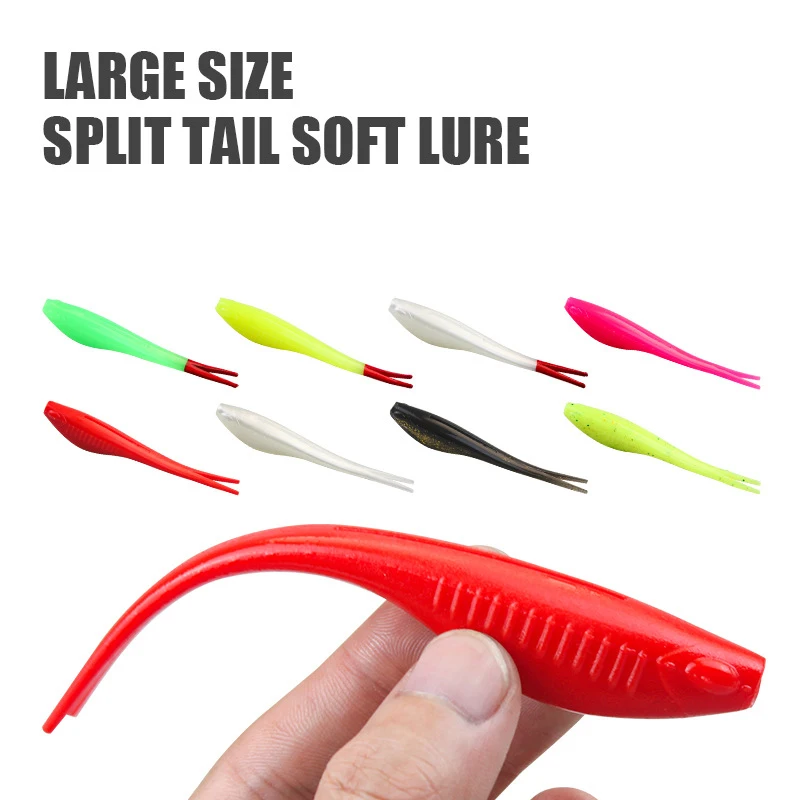 Floating TPR Soft Bait 8cm 12cm V-shape Split Tail Swimbait Worm Artificial Silicone Rock Shiner Fishing Lures Ned Fishing