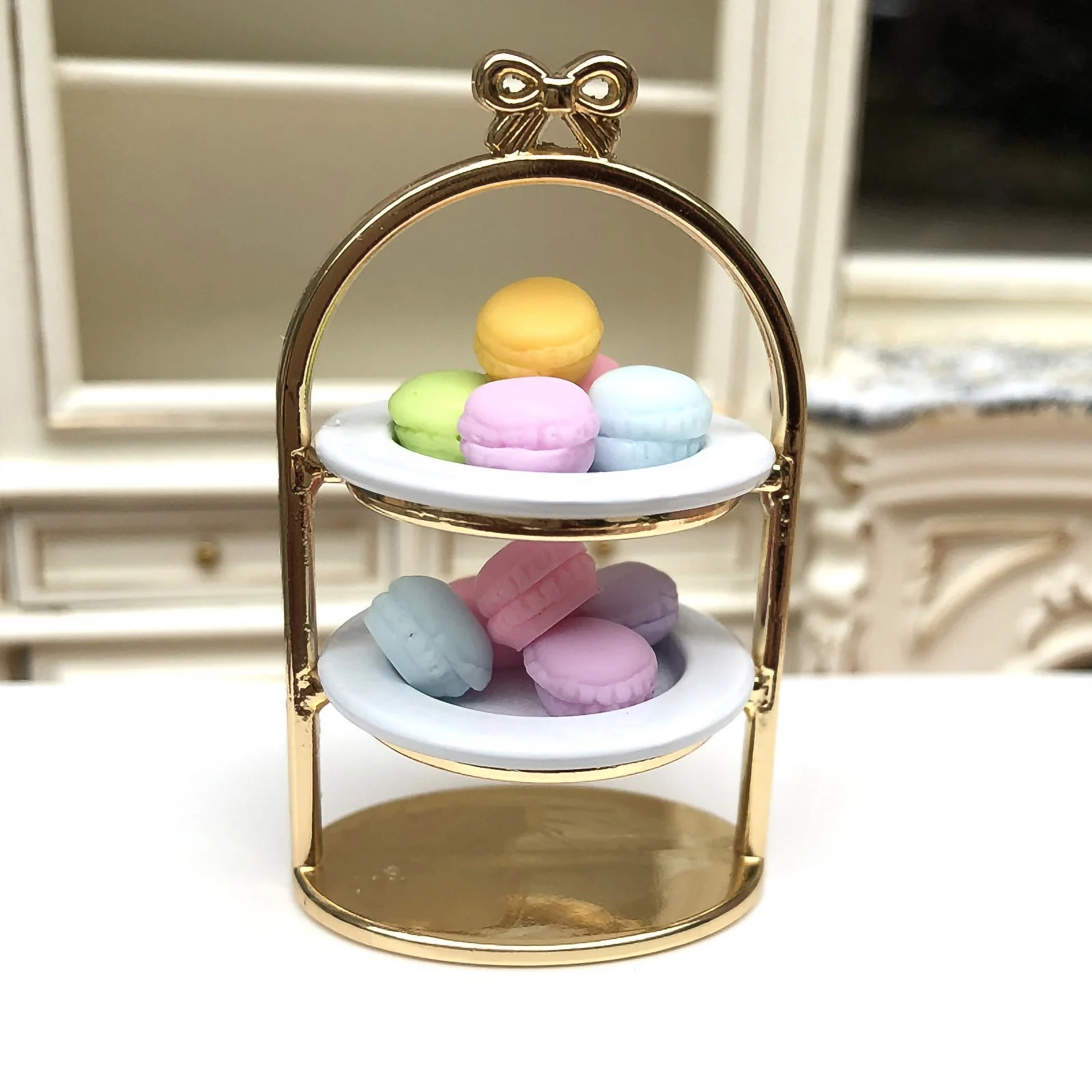 

1 Set of Food Play Models Mini House Cake Stand and Plate Models Mini Adornments