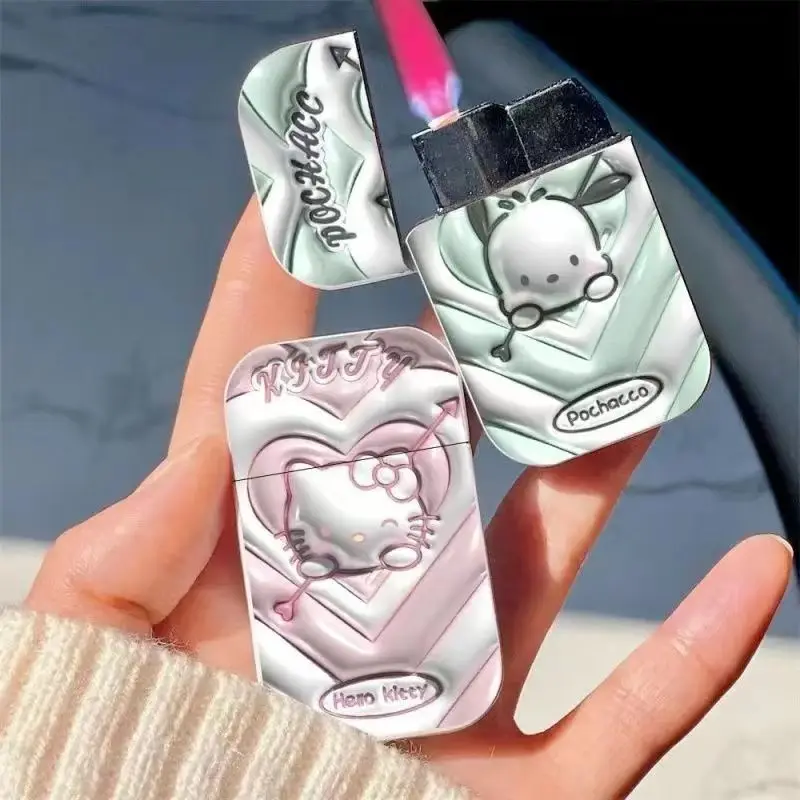 

Cute cartoon Kuromi Cinnamoroll Pochacco My melody Hello kitty Pompom Purin new bar personality pink flame inflatable lighter