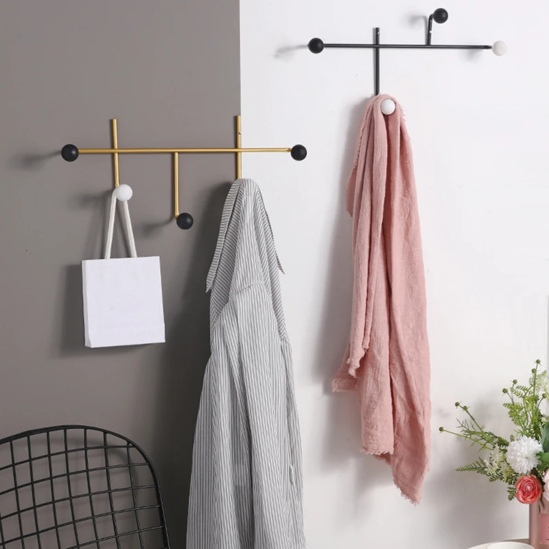 Modern Wall Hooks Iron Coat Rack Narrow Metal Black Mini Nordic Clothes Hanger Living Room Wall Mounted Percheros Decorative