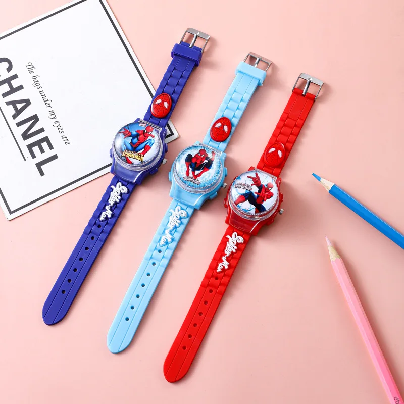 

Movie Spiderman Marvel Flip Rotatable Watch Avengers Cartoon Children Watches Quartz Clock Boy Birthday Silicone Watch Gifts