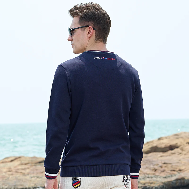 Autumn New Thicken White Casual Sweater Men Bruce&Shark Fashion Underlay Knitting Bottom Big Size 4XL Winter Base Shirt