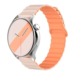 Premium Silicone Magnetic Loop Watch Band - Universal Fit for 22mm watch band (13. Pink orange)