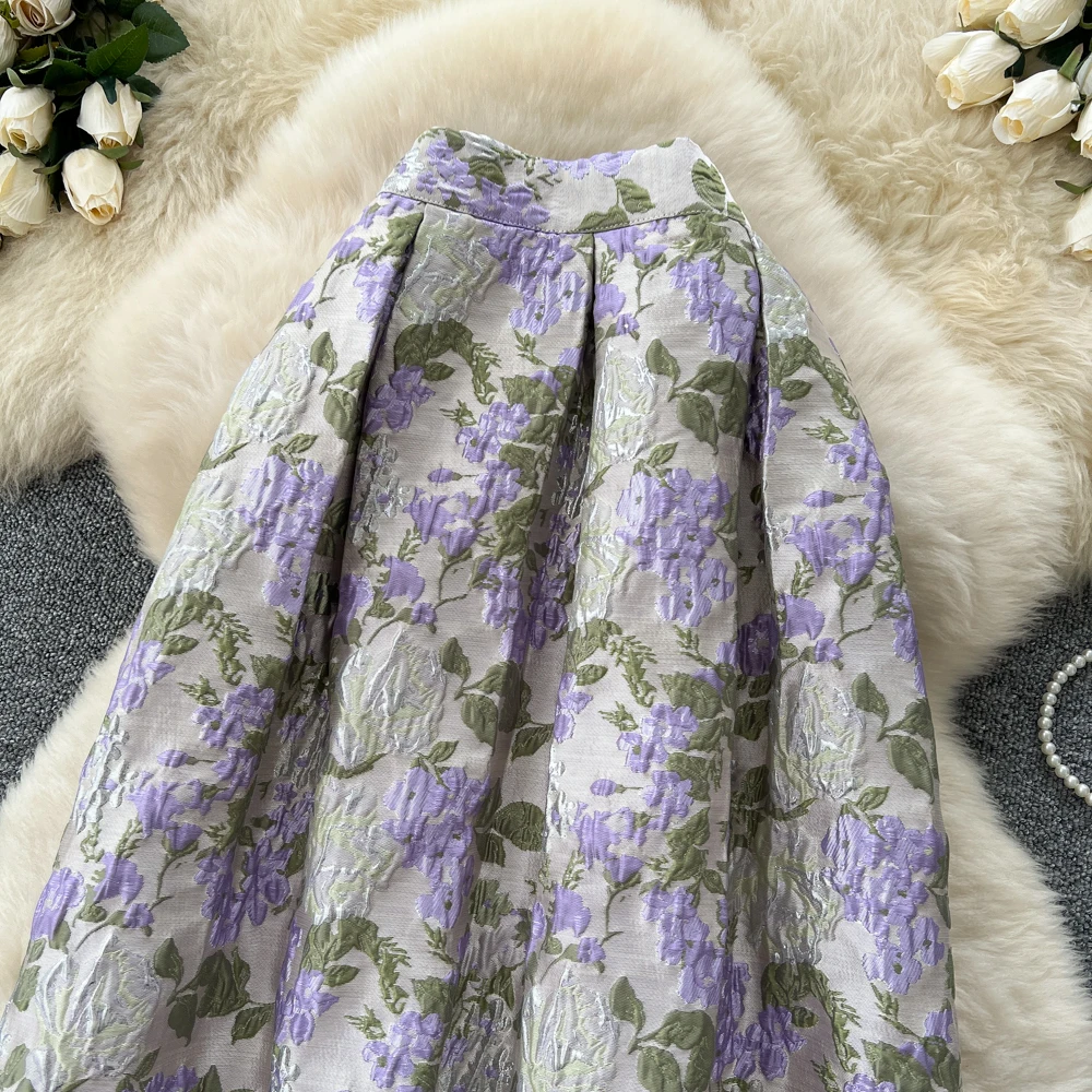 Chic Vintage Elegant jacquard slim High Waist Straight Skirt Korean Streetwear Autumn women clothing