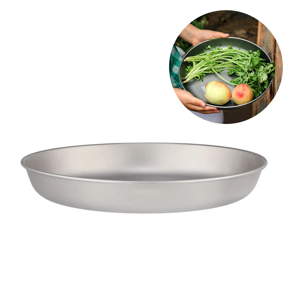 

Lixada 700ml Titanium Plate Ultralight Dinner Fruit Plate Frying Pan for Outdoor Camping Hiking Backpacking Picnic BBQ