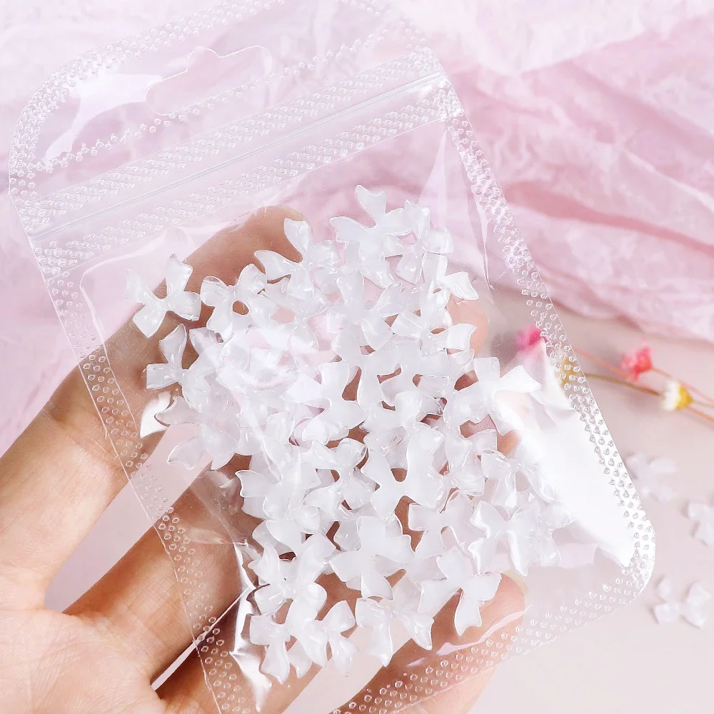 Nail Art Charms 30pcs Kawaii Candy Bow 3D Resin Jewelry Nail Decoration Accessories Pennant French Style Supplies