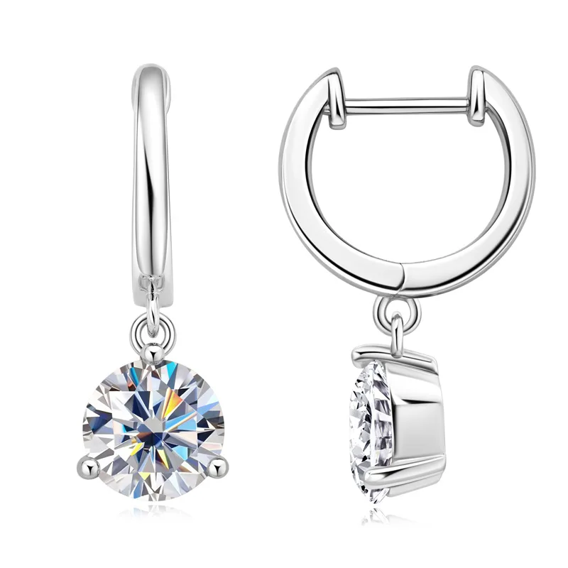

Classic 2023 Hoop Earrings for Women Girls 7.5mm Real Moissanite Dangle Huggie Drop Earrings Silver 925 Original Jewelry