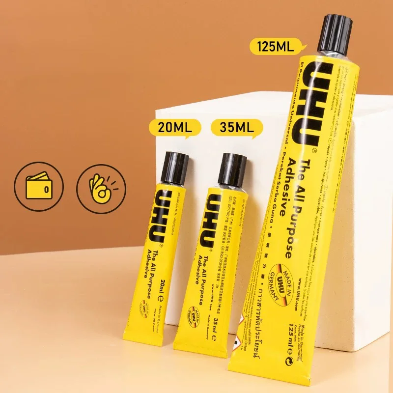 Colla universale flessibile trasparente UHU da 7ml/20ml/35ml/60ml per parrucche, tessuti in pizzo, legno, metallo, pelle, porcellana, riparazioni fai da te - immagine 2