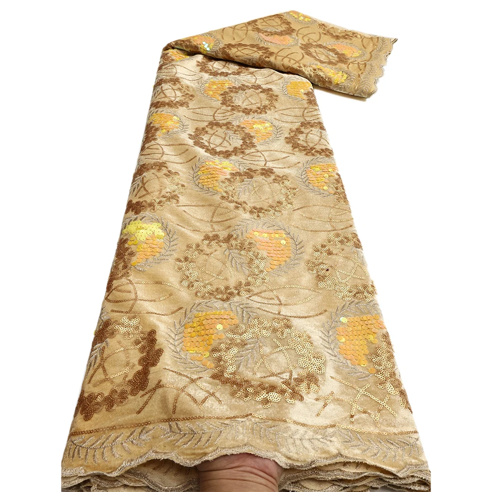 Tissu de dentelle de velours africain pour femmes, broderie de paillettes de fête, matériaux nigwin, haute qualité, vente de liquimanquer, mode