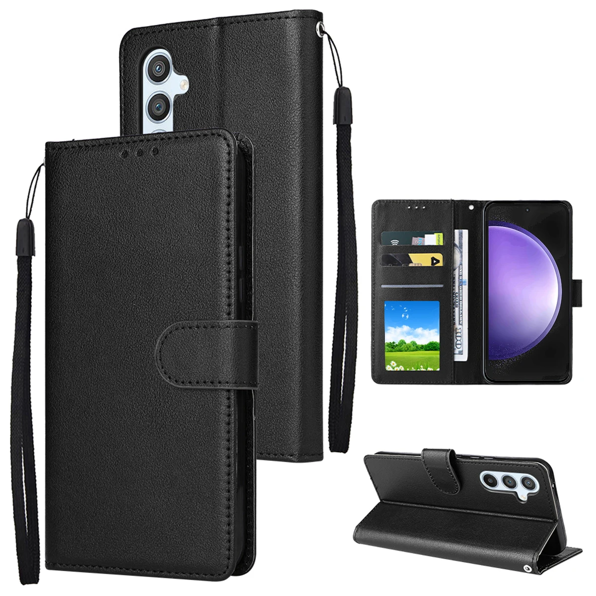 thumbnail image 1 of Funda de cuero con tapa magnética y ranura para tarjetas para Samsung Galaxy S24 Ultra S23 Plus S22 S21 S20 FE S10 S9 S8, 1 of 5