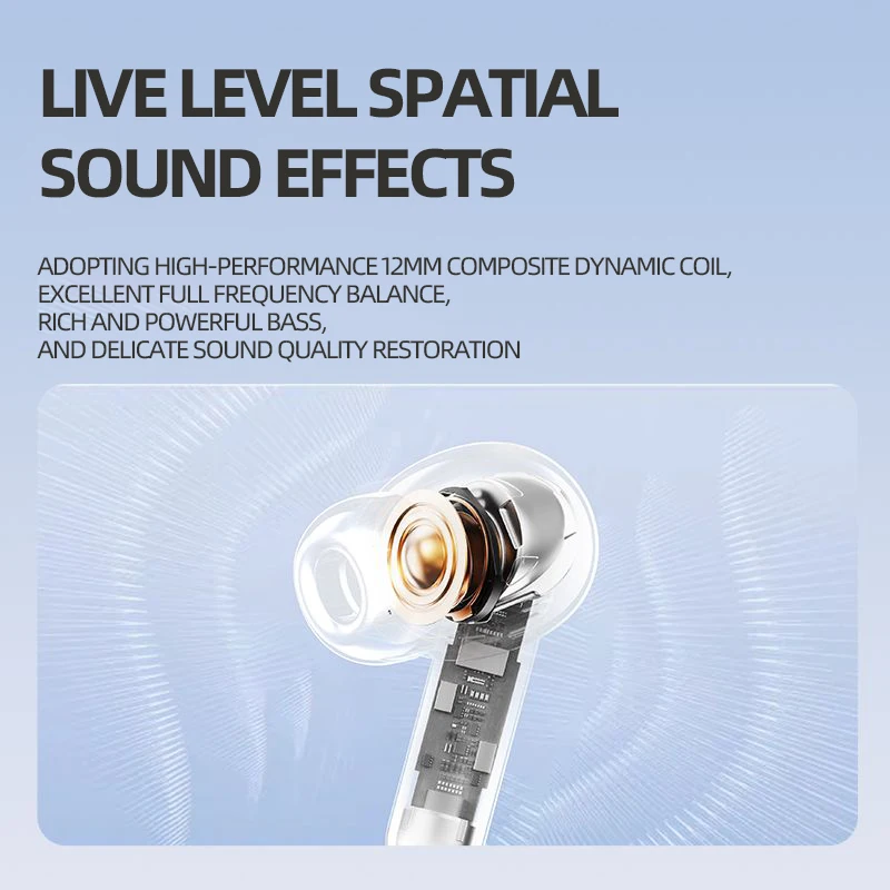 Aigo Noise Cancelling Headphones Wireless In Ear Bluetooth 5.3 Headphones Sport Long Lasting Earphone Low Latency Dynamic Earpod