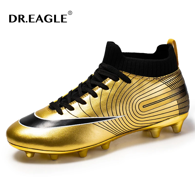 

DR.EAGLE Luxury Gold Soccer Shoes Men Football Boots Outdoor Grass Cleats Turf Football Shoes Boys Training Sport Soccer Boots