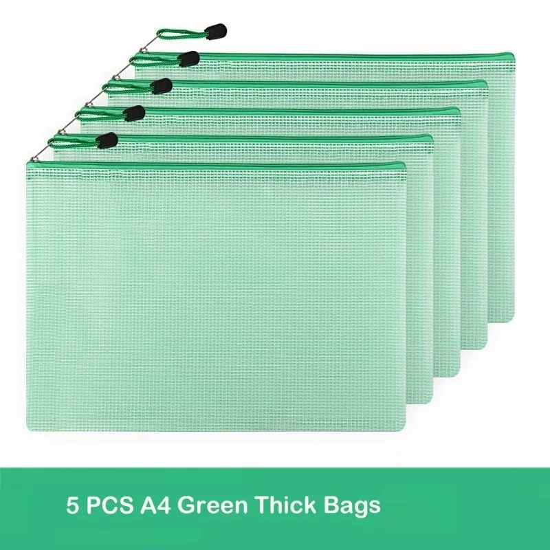 Description Picture 6 of item5pcs Mesh Zipper Pouch Document Bag Waterproof Zip File Folders A4 School Office Supplies Pencil Case Storage Bags
