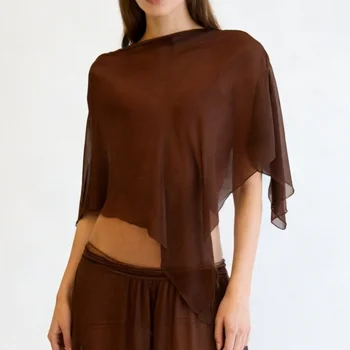 Women Mesh Sheer Poncho Capelets Chiffon Cape Shawls and Wraps for Evening Dress Cover Up Formal Wedding Party 1
