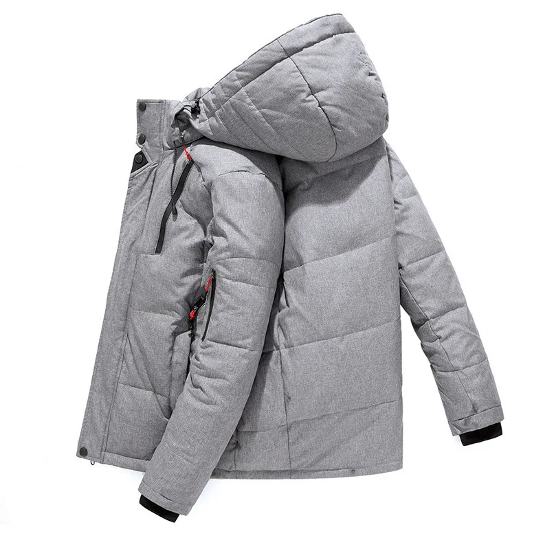 Men's white eiderdown jacket, warm hooded heavy down jacket coat men's casual high quality coat black puffer coat