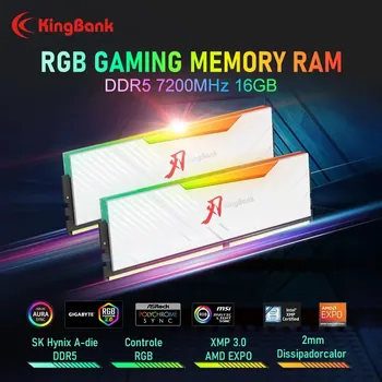 KingBank 데스크탑 하이닉스 A 다이용 내장 메모리, RGB DDR5 RAM 메모리, 32GB, 16 gbx2, 7200MHZ, UDIMM