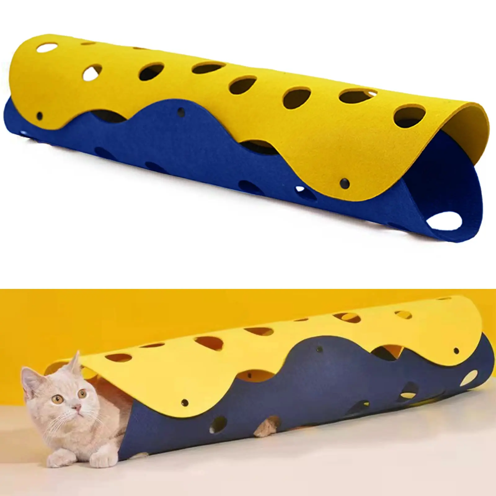 

Cat Tunnel Bed For Indoor Cats Toy Foldable Perforated Kittens Rabbit Tunnel Tube Pet Nest DIY Cat Crawling Activity Rug Tunnels