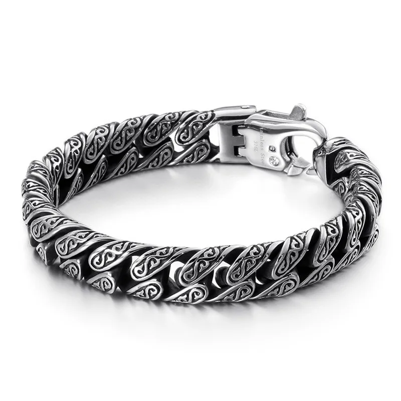 

European and American personalized men's titanium steel multi ring interlocking pattern fashion bracelet