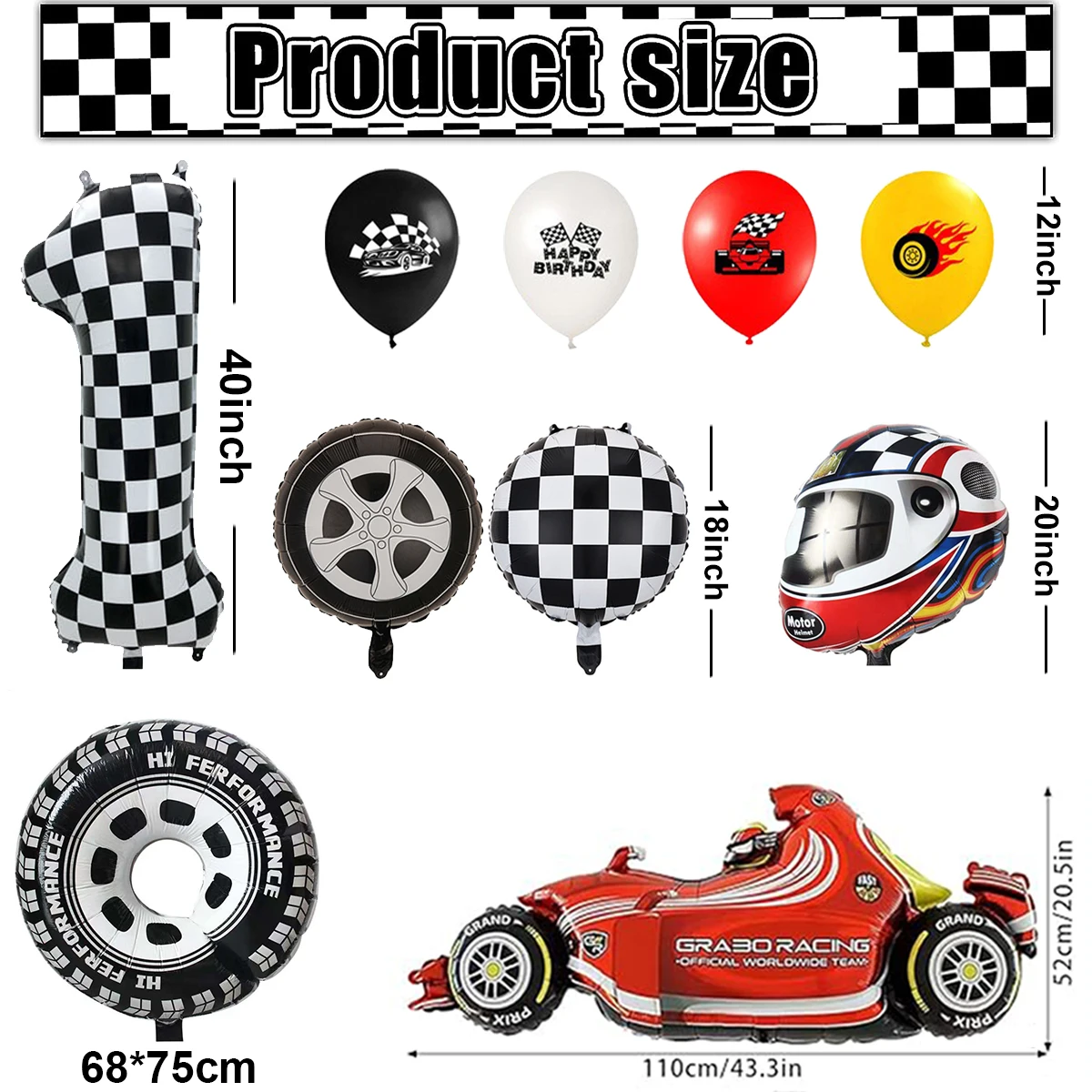 Doyomtoy Motorcross verjaardag, 8 stuks, decoratie, raceauto, ballonset