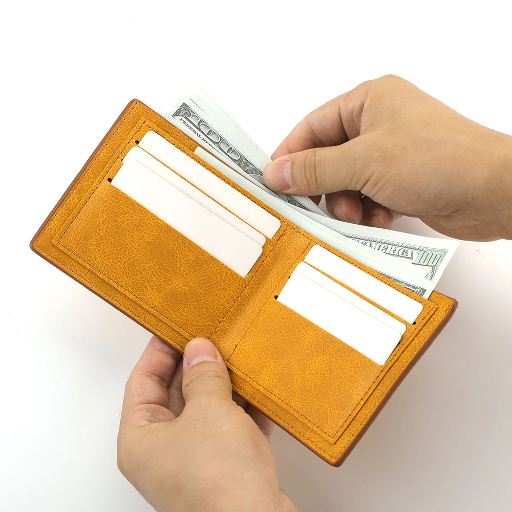 Men's Fashion Retro Business Short Wallet Multi Card Slot Horizontal Soft Pu Leather Men's Wallet 5