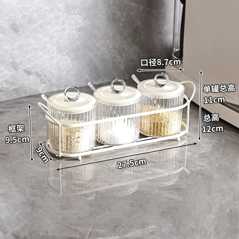 400ML Transparent Seasoning Box Kitchen Seasoning Jar with Lid Spoon Salt and Sugar Bottle Sealed Storage Container