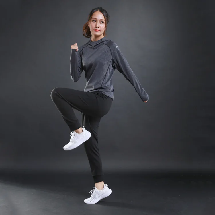 Womens Running Sport Hooded Jacket Compression Fitness Hoodies Gym Rashgard Training Coat Tops Yoga Sportswear