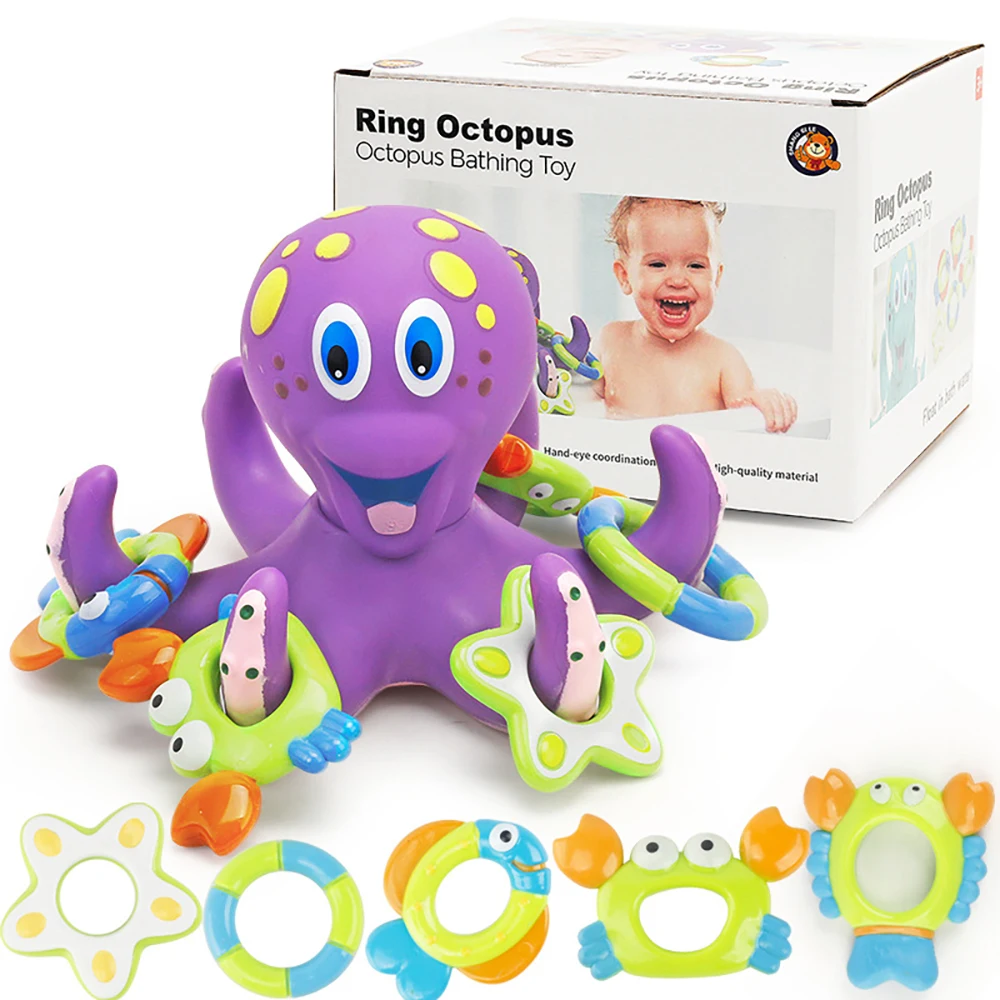 AnGku Baby Bath Toys Cute Carton Octopus Bath Toys for Toddlers 6-12 Months Bathroom Baby Toy for 1 Year Old Boy Girl 5