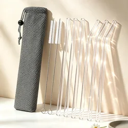Eco - Friendly Reusable Glass Drinking Straws Set for Smoothies and Frozen Beverages - 9 Pieces (Transparent)
