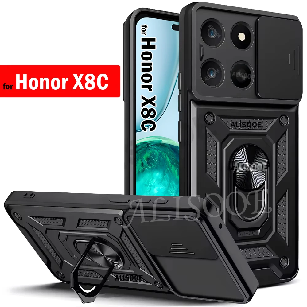 Slide Camera Cover with Armor Ring Stand Holder and Protective Case