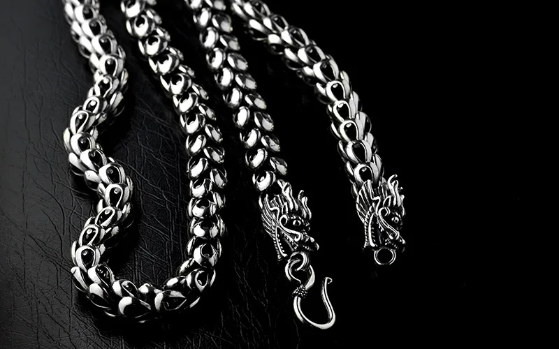 BOCAI S925 Sterling Silver Necklace 2022 New Fashion Retro Palace Dragon Scale-Chain Pure Argentum Neck Jewelry for Men