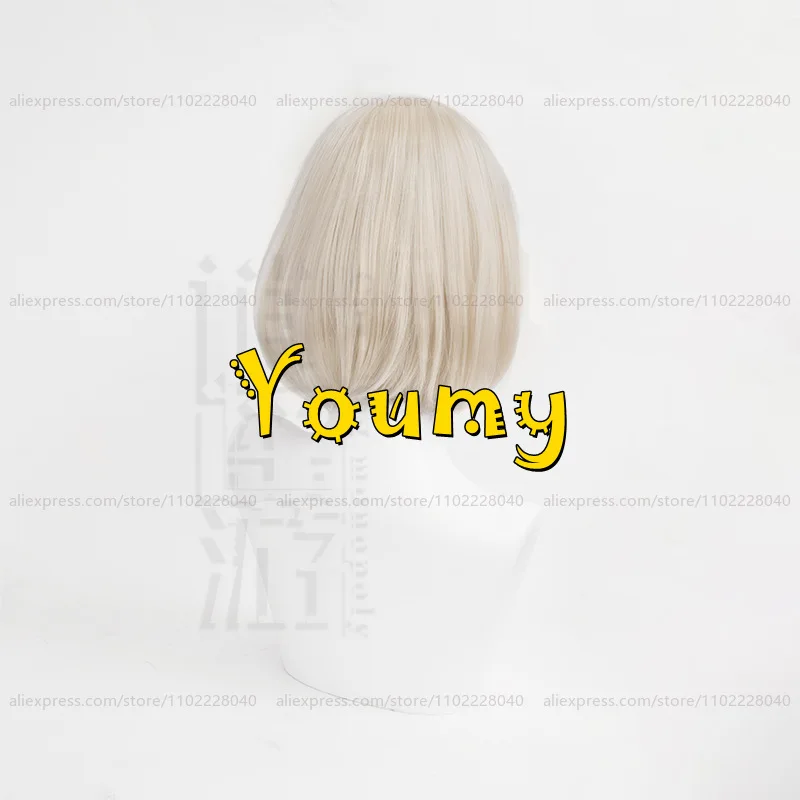 Freminet 코스프레 가발, 짧은 빛, 골든 베이지, 내열성 합성 가발, 30cm, 새로운 피부 가발
