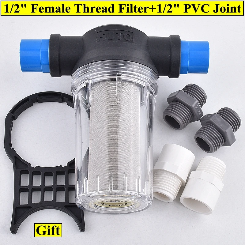 

1 Pc 1/2" Garden Watering Filter Agricultural Irrigation PVC Joint Domestic Water Bathroom Kitchen Impurity Strainer 80~250Mesh