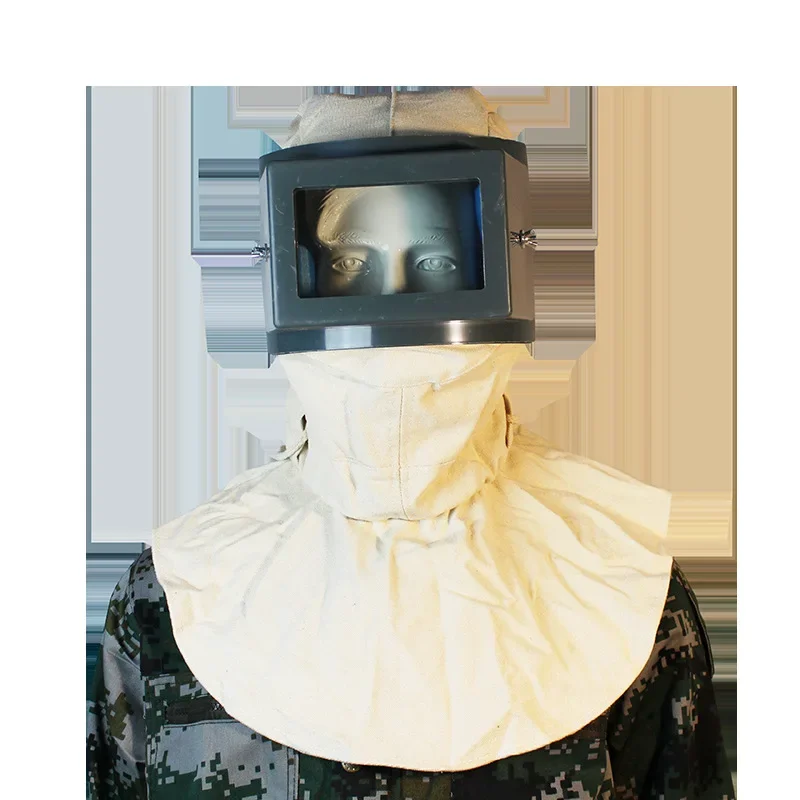 Maschera Protettiva Per Sabbiatura - Cappuccio Con Visiera In Vetro, Protezione Collo E Spalle - Foto 12