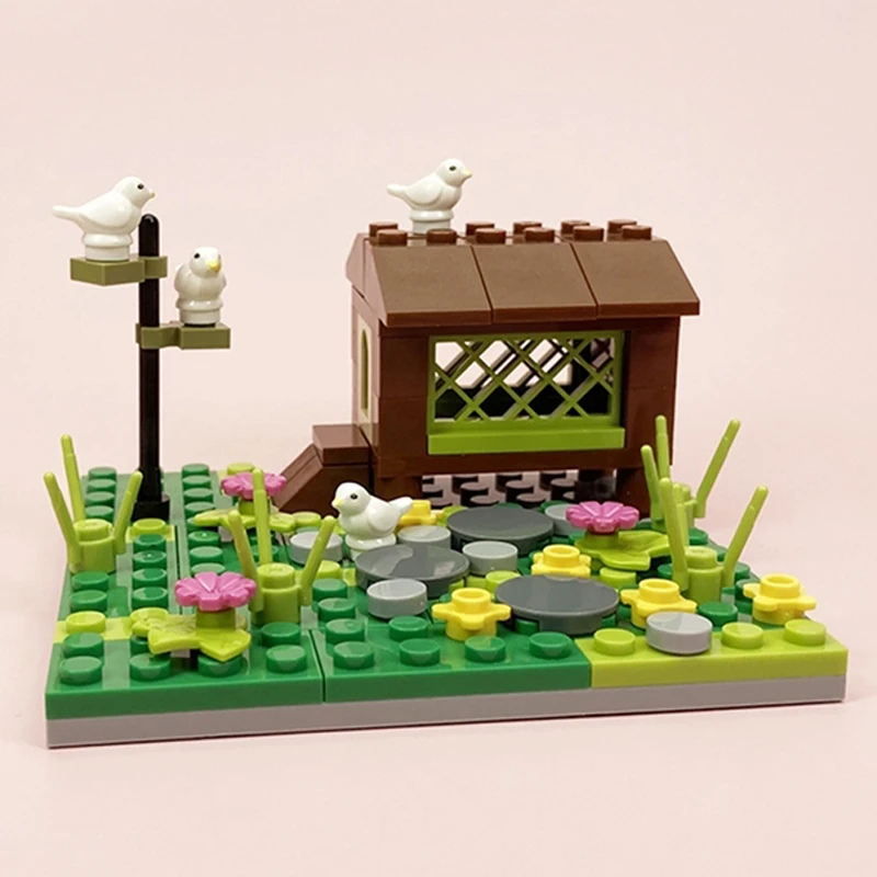 Building blocks, construction blocks, racing car building blocks, car building blocks, rainforest parts, animal, grass, jungle landscape, bush, flower, tree, plants, DIY MOC assemble, compatible all brands