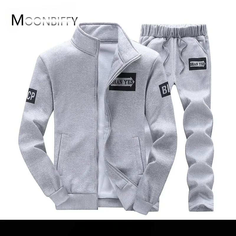 

2024 Spring Autumn Men Casual Fleece Suits Men Track Suit Sweatshirt+Pants Sportswear Set Men Fashion Hooded Outerwear Suit Male