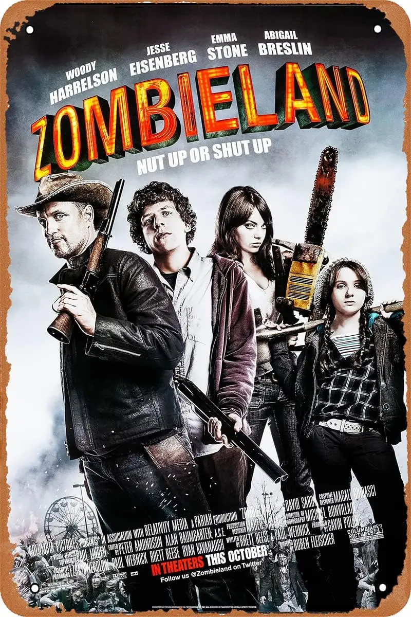 

Металлический жестяной винтажный настенный плакат Zombieland для дома, бара, паба, мужской пещеры, плакат из фильма ужасов 8x12 дюймов