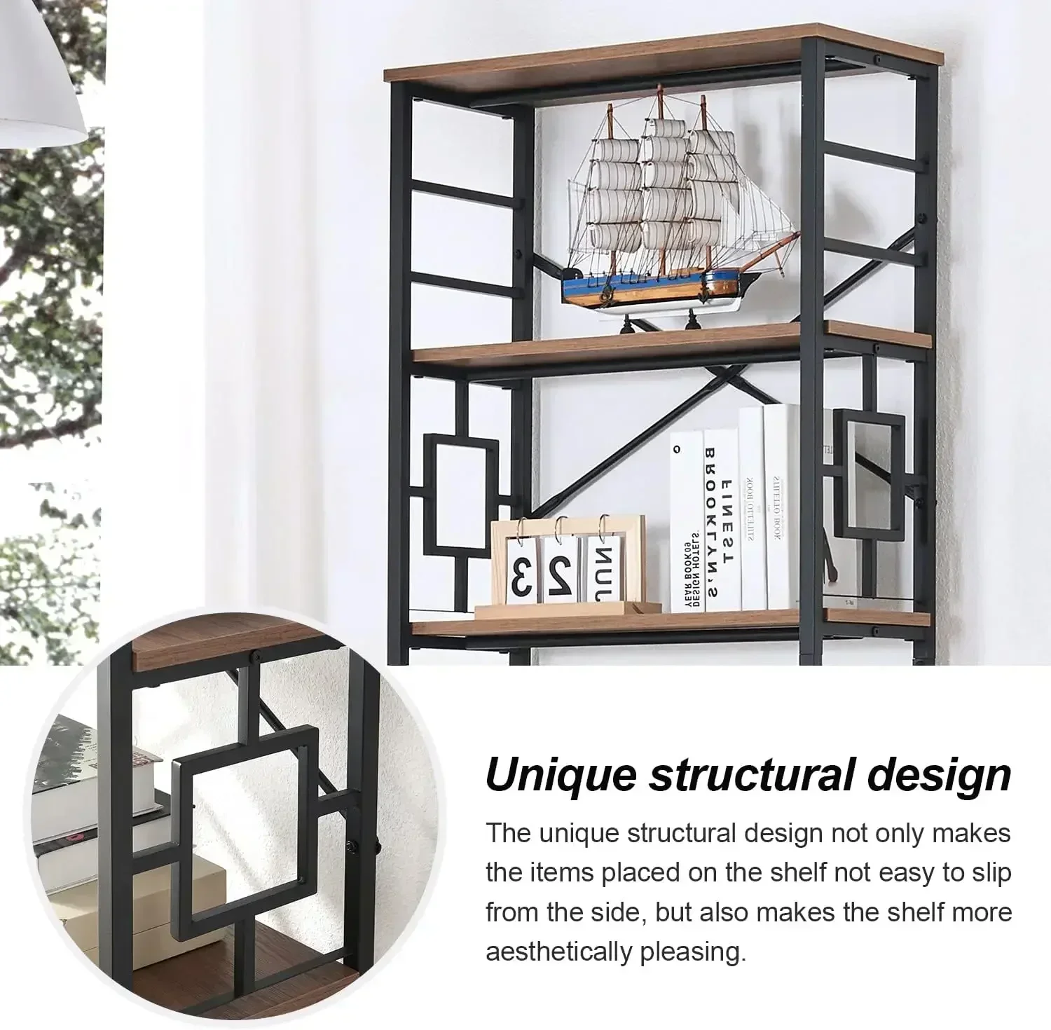 New2025-Tall Bookshelf, 84 Inch Industrial Bookshelf with Metal Frame and Open Shelves, 7 Tier Metal Bookshelves and Bookcases