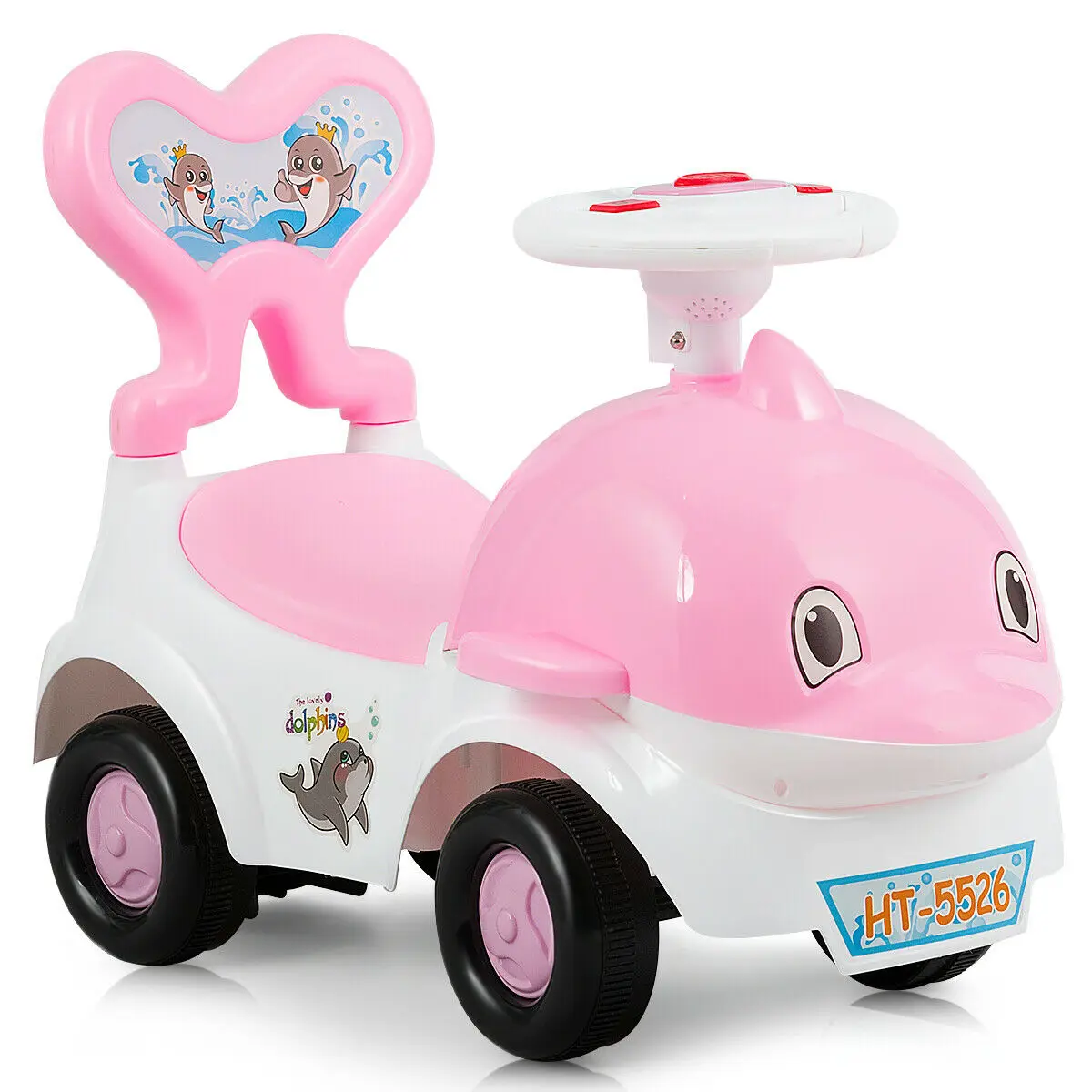 Baby Joy Carrito de empuje y paseo 3 en 1 para niños, juguete de montar,  andador y auto deslizante, carrito de empuje de dibujos animados con  sonido