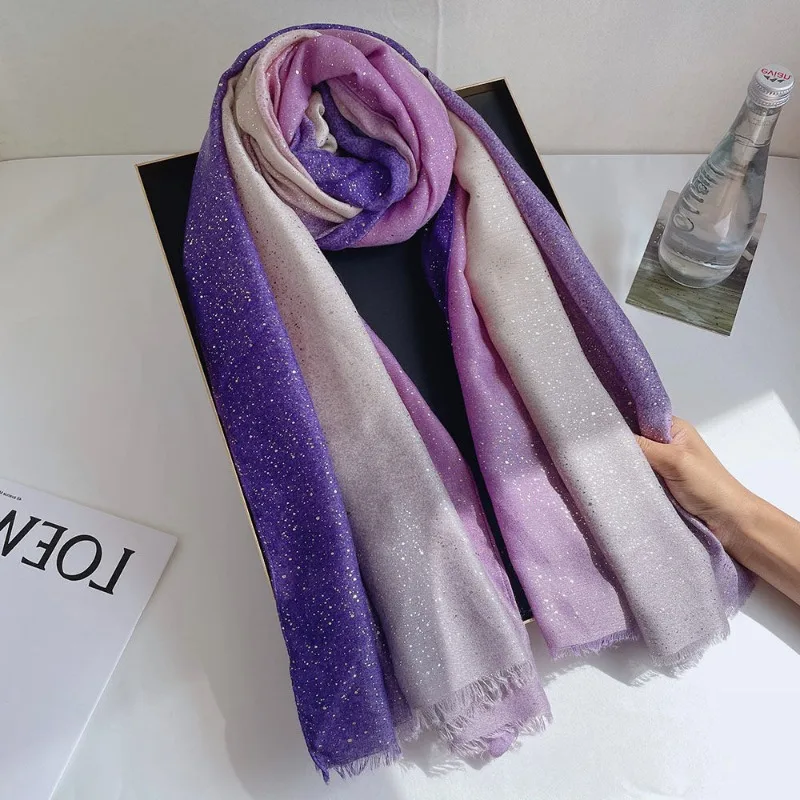

Designer Brand Шарф Женский Зимний Dusted Gold Cotton Hemp Scarf Women's Gradient Shawl Scarves for Women Hot Selling