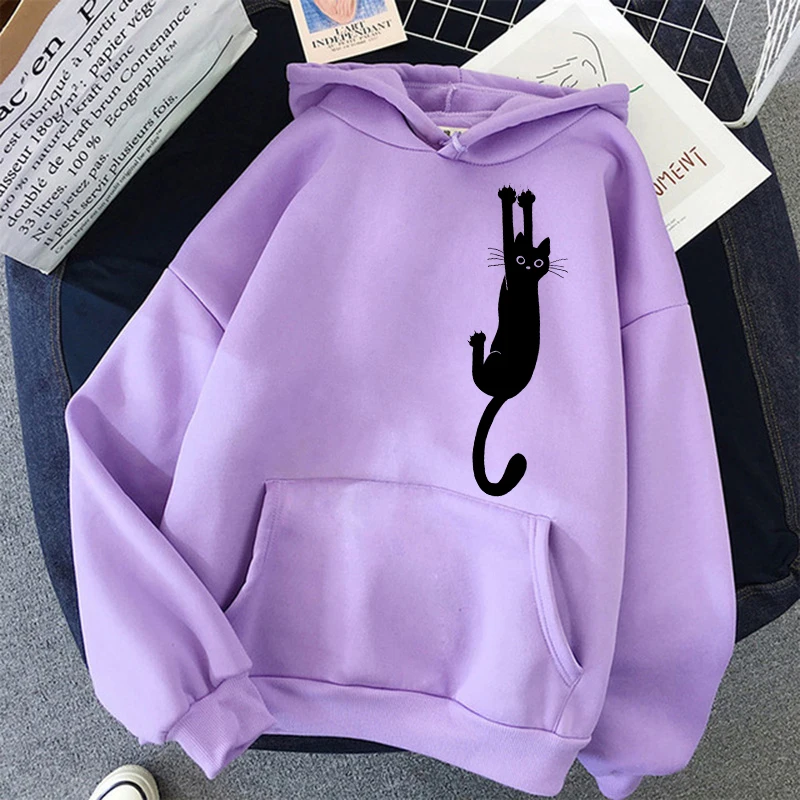 

Black Cat Kawaii Harajuku Korean Style Y2k Hoodies Funny Cartoon Cute Cat Sweatshirt Women Ullzang Graphic Fashion Hoody Female