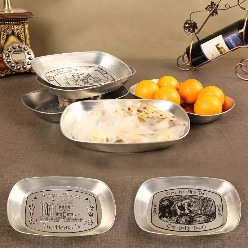 Fruit Plate Kitchen Outdoor Picnic Tinplate with Random Pattern for Dried Fruit